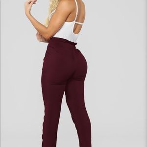 Classic Paper Bag Burgundy Pants